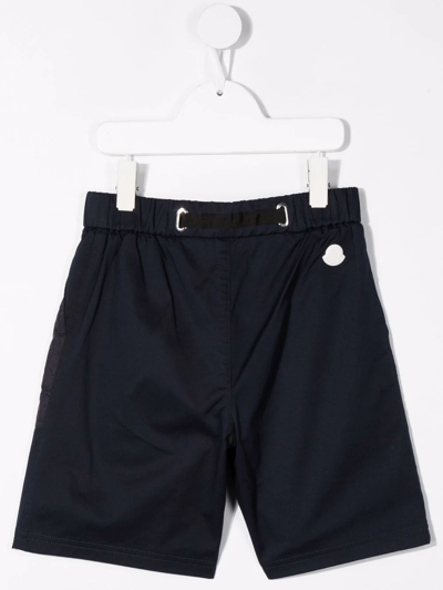 Shop Moncler Belted Knee-length Shorts In Blue