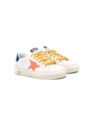 Shop Golden Goose Teen Star Logo Trainers In White