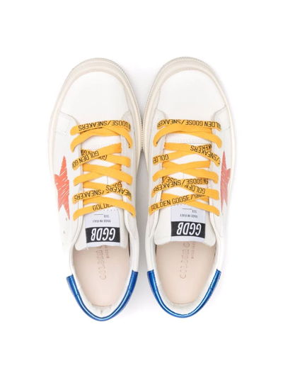 Shop Golden Goose Teen Star Logo Trainers In White