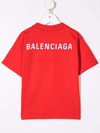 Shop Balenciaga Logo-print Jersey-knit T-shirt In Red