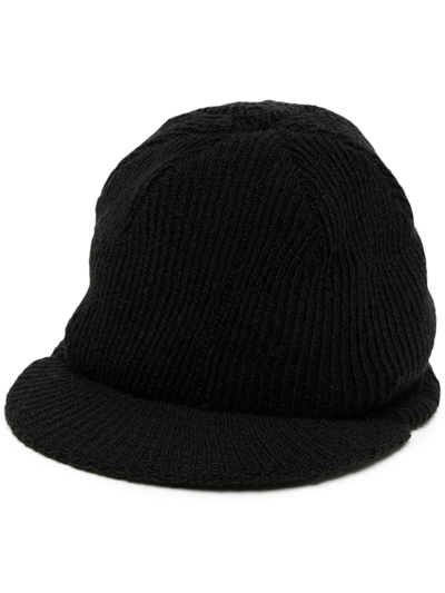 Shop Undercover Logo-embroidered Rib-knit Cap In Black