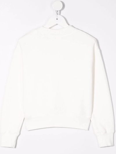 Shop Palm Angels Crocodile-print Crew-neck Sweatshirt In White