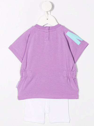 Moncler Girls Purple Cotton Shorts Set In Purple