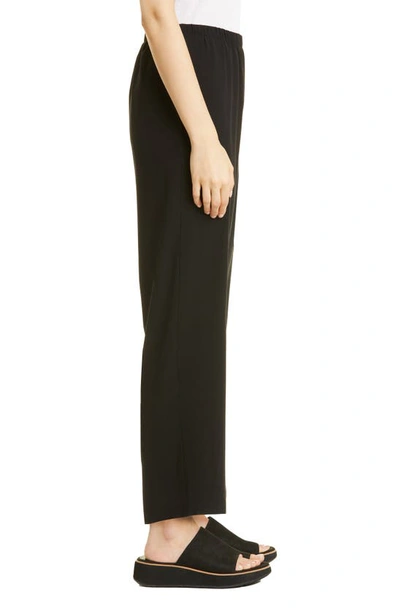 Shop Eileen Fisher Silk Georgette Crepe Ankle Straight Leg Pants In Black