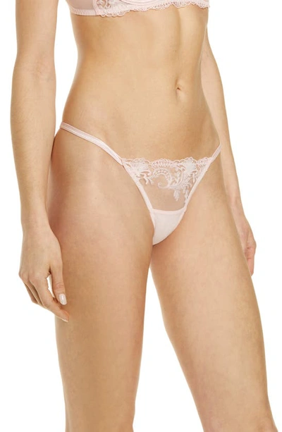Shop Bluebella Marseille Embroidered Thong In Pale Pink