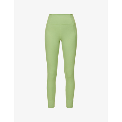 Shop Girlfriend Collective High-rise 7/8 Stretch Recycled-polyester Leggings In Mantis