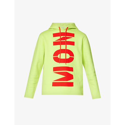 Shop Moncler Graphic-print Cotton-jersey Hoody In Yellow