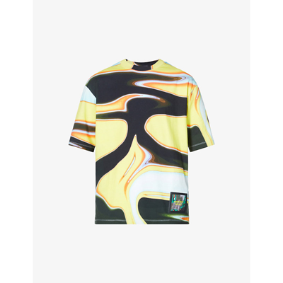 Shop Ambush Graphic-print Relaxed-fit Cotton-jersey T-shirt In Yellow/black Multicolor