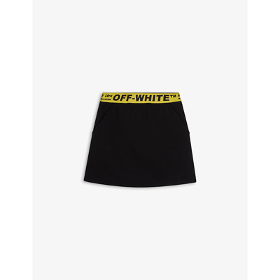 Shop Off-white Girls Black Kids Logo-print Waistband Cotton Skirt 4-10 Years 8 Years