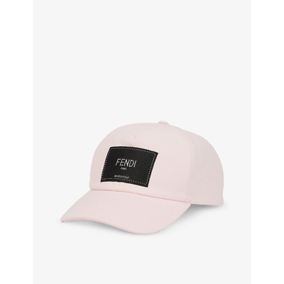 Shop Fendi Men's Pink Logo-patch Cotton-piqué Baseball Cap