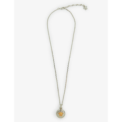 Shop Versace Medusa Silver-toned Brass Necklace