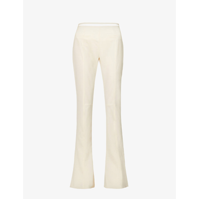 Shop Jacquemus Le Pant Tangelo Flared High-rise Stretch-wool Trousers In Off-white