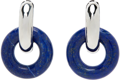 Shop Uncommon Matters Silver & Blue Strato Twist Earrings In Lapis & Silver