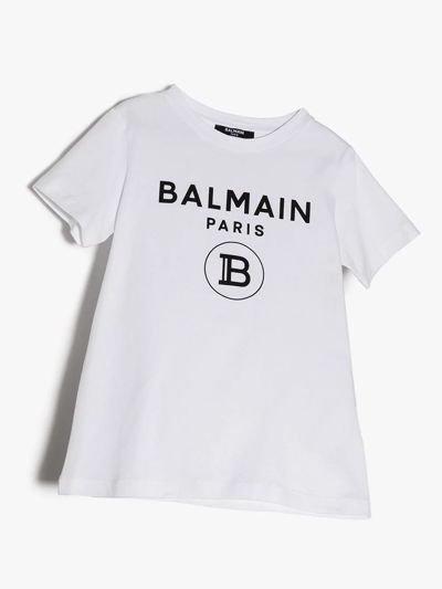 Shop Balmain Logo-print Cotton T-shirt In White