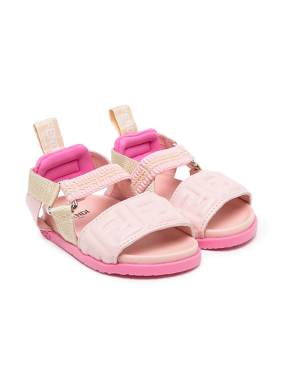 Shop Fendi Ff-pattern Sandals In Pink