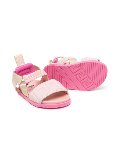 Shop Fendi Ff-pattern Sandals In Pink
