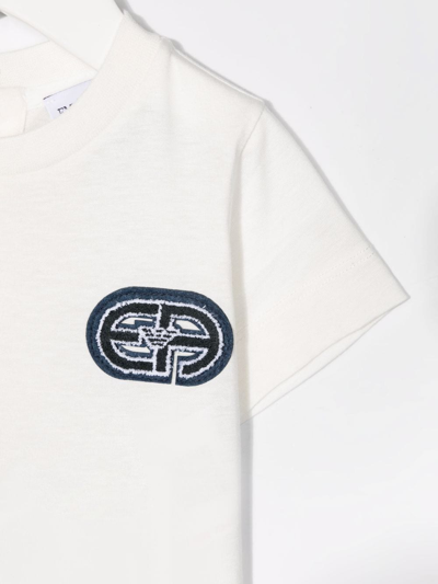 Shop Emporio Armani Logo-patch Cotton T-shirt In White