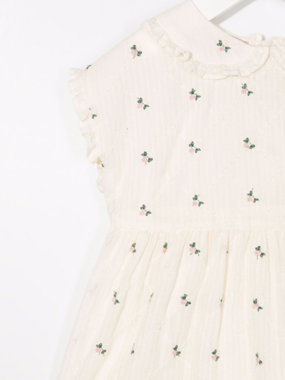 Shop Gucci Ditsy Cotton Dress In Neutrals