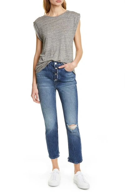 Shop Frame Slouchy Linen Tank In Gris Heather