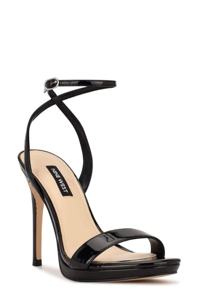 Shop Nine West Loola Ankle Strap Sandal In Black Patent