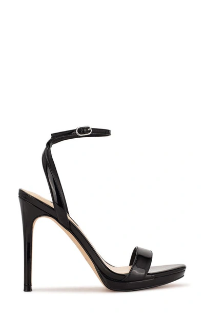 Nine West Loola Ankle Strap Sandal In Black Patent