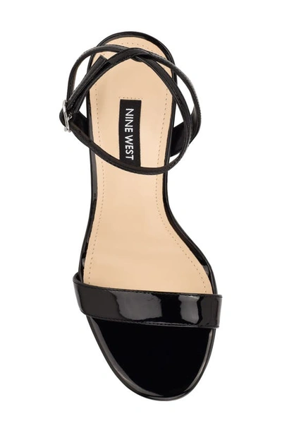 Nine West Loola Ankle Strap Sandal In Black Patent