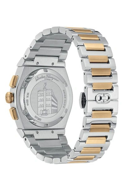 Shop Ferragamo Vega Chrono Bracelet Watch, 42mm In Yellow Gold/ Steel