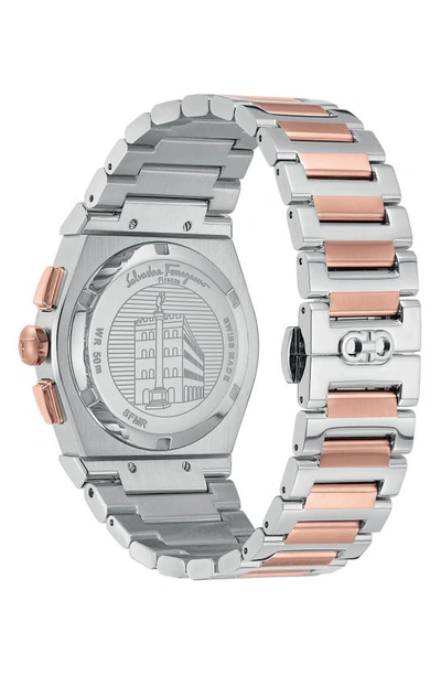 Ferragamo Vega Chrono Bracelet Watch In Ip Rose Gold/ Stainless Steel