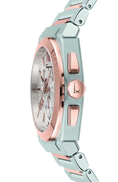 Ferragamo Vega Chrono Bracelet Watch In Ip Rose Gold/ Stainless Steel
