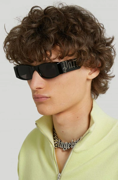 Shop Palm Angels Angel 51mm Rectangle Sunglasses In Black