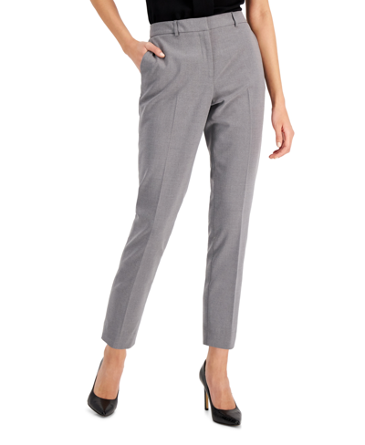 Shop Tahari Asl Shannon Suit Straight-leg Pants In Heather Grey