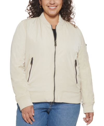 Shop Levi's Trendy Plus Size Melanie Bomber Jacket In Sand