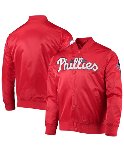 Pro Standard Men's  Red Philadelphia Phillies Wordmark Satin Full-snap Jacket In Red