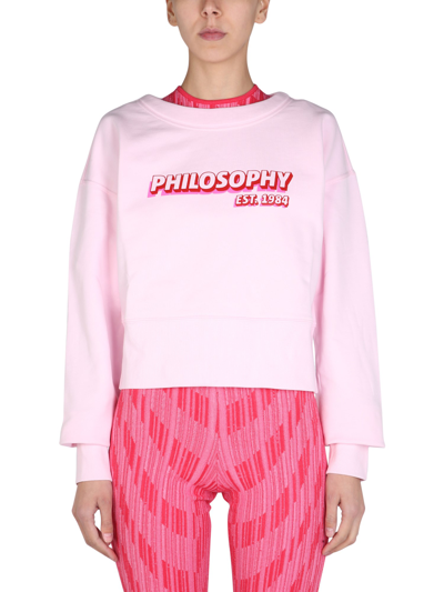 Philosophy Di Lorenzo Serafini Logo-print Cotton Sweatshirt In Pink