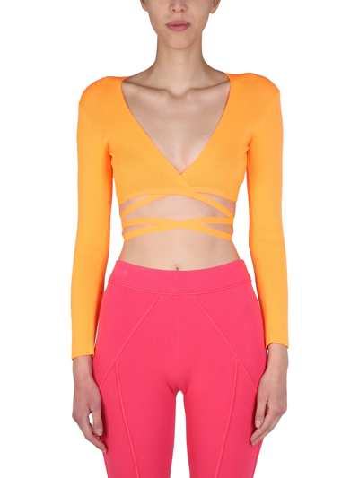 Shop Msgm Top Cropped In Orange