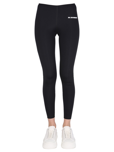 Shop Jil Sander Logo Print Leggings In Black