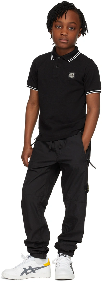 Shop Stone Island Junior Kids Black Cotton Packable Trousers In V1029 Black