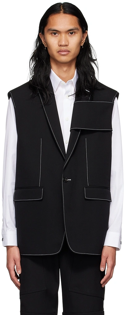 Shop Burberry Black Wool Blazer