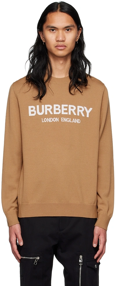 Shop Burberry Brown Wool Sweater In Camel