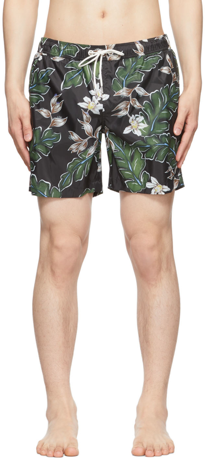 Shop Moncler Black Polyester Swim Shorts In 860 Green