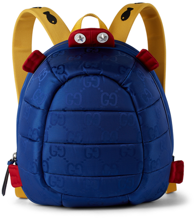 Shop Gucci Kids Blue Tortoise Backpack In 4766 Or.bl/o.b/r.b/o