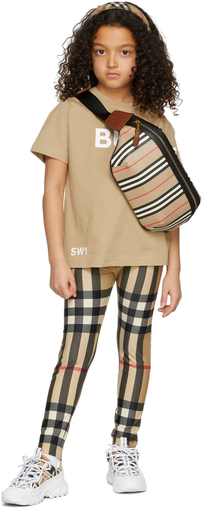 Shop Burberry Kids Beige Check Leggings In Archive Beige Ip Chk