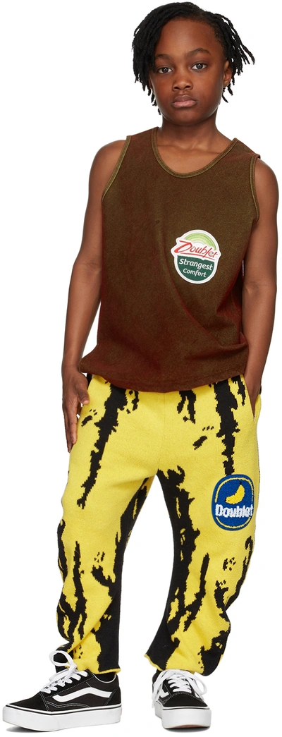 Doublet Kids Brown Flocked Kiwi Tank Top In Green