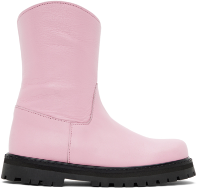 Shop M.a+ Kids Pink Faux-leather Ankle Boots