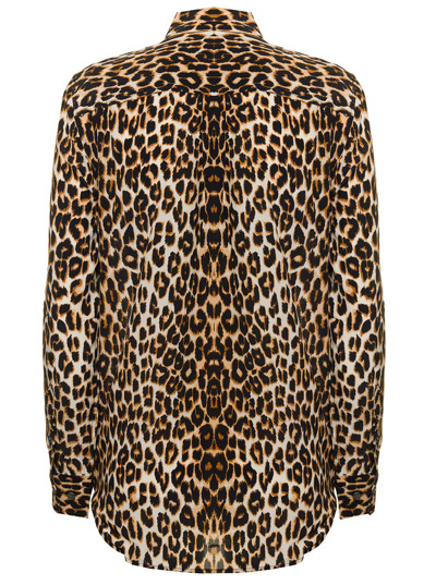 Equipment Leopard Silk Shirt In Brown