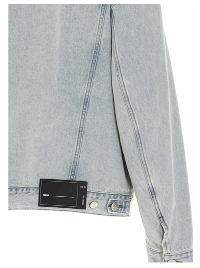We11 Done We11done Logo Patch Faded Denim Jacket In Azzurro