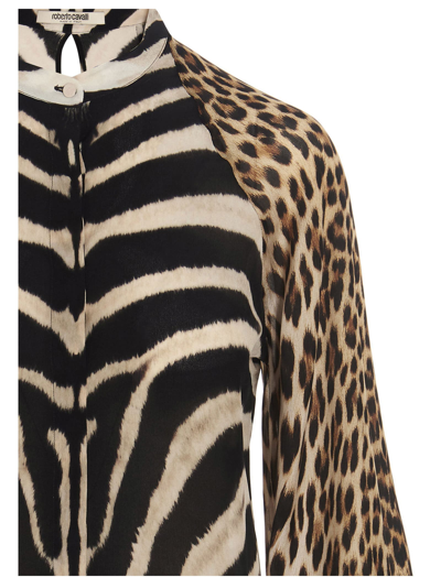 Shop Roberto Cavalli Zebra Shirt In Brown