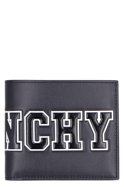 Shop Givenchy Logo Leather Wallet In Black