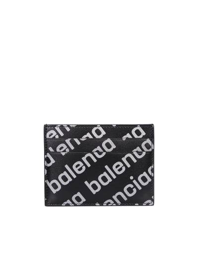 Shop Balenciaga Cash Logo Print Cardholder In Black