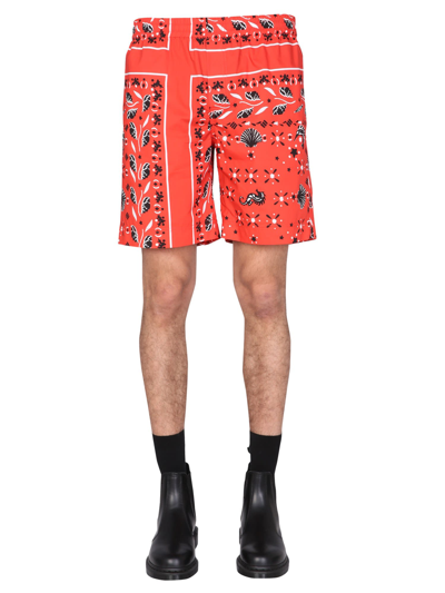 Shop Msgm Paisley Pattern Bermuda In Rosso